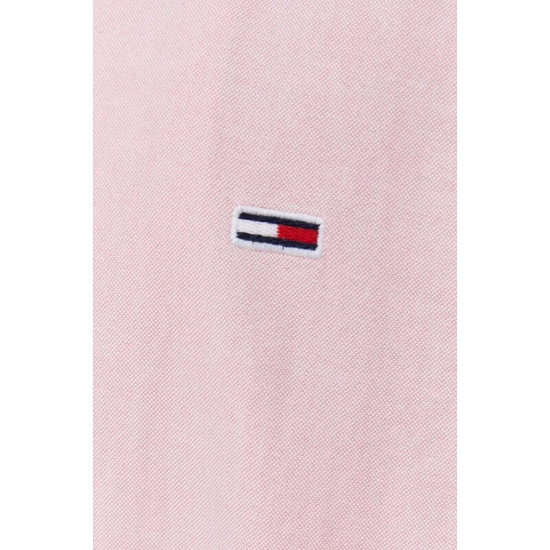 Bavlněná košile Tommy Jeans růžová barva, regular, s límečkem button-down