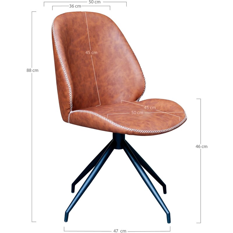 Nordic Experience Vintage hnědá kožená otočná židle Galra