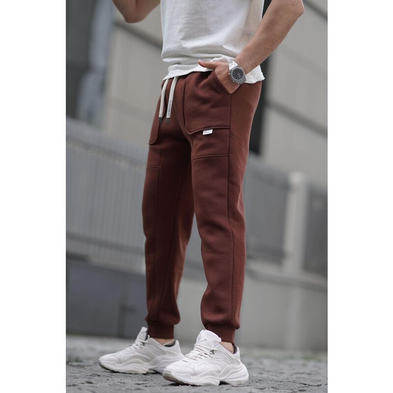 Madmext Bitter Brown Cargo Pocket Basic Sweatpants 6527