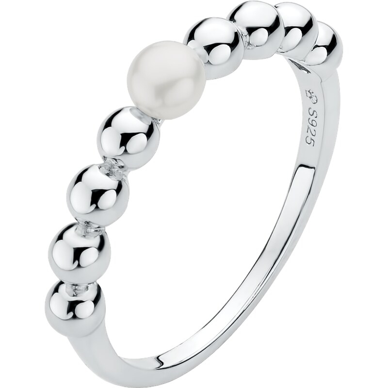 Dámský prsten s pravou bílou perlou ze stříbra Planet Shop