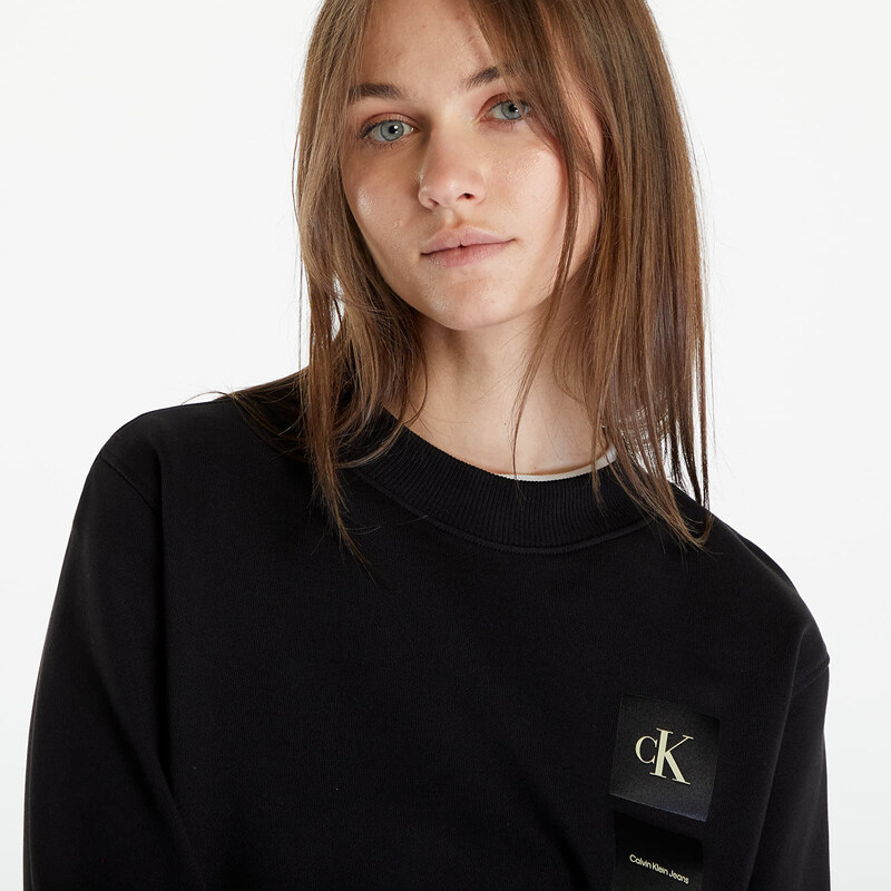 Dámská mikina Calvin Klein Jeans Satin Boxes Crewneck Sweatshirt Black