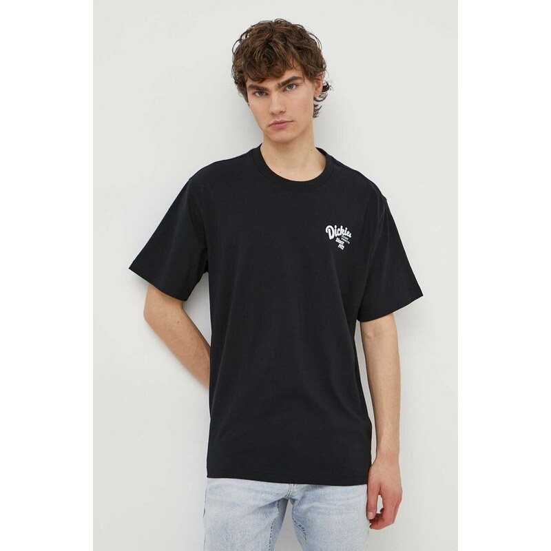 Bavlněné tričko Dickies RAVEN TEE SS černá barva, s potiskem, DK0A4YYM