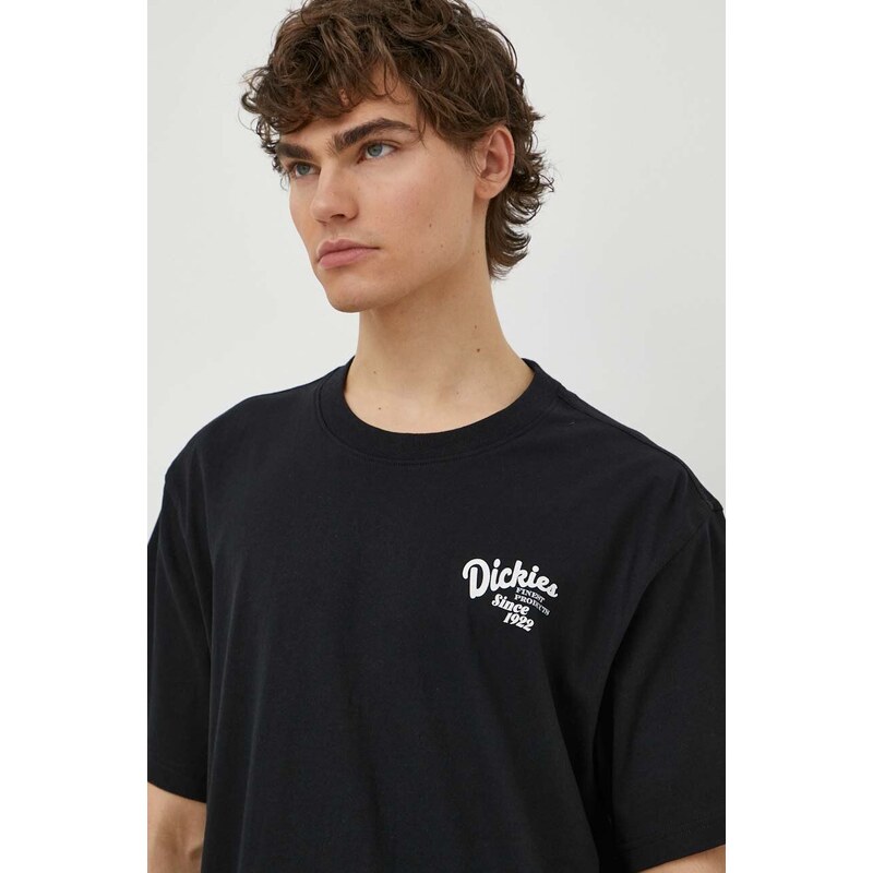 Bavlněné tričko Dickies RAVEN TEE SS černá barva, s potiskem, DK0A4YYM