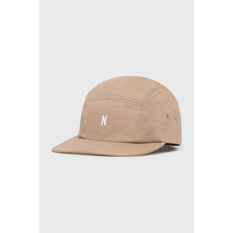 Bavlněná baseballová čepice Norse Projects Twill 5 Panel Cap béžová barva, N80.0126.0966