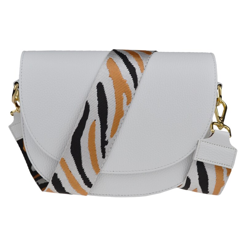Bílá kožená italská crossbody kabelka Ramona Bianca s přídavným
