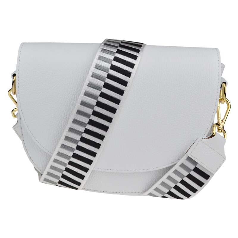 Bílá kožená italská crossbody kabelka Ramona Bianca s přídavným