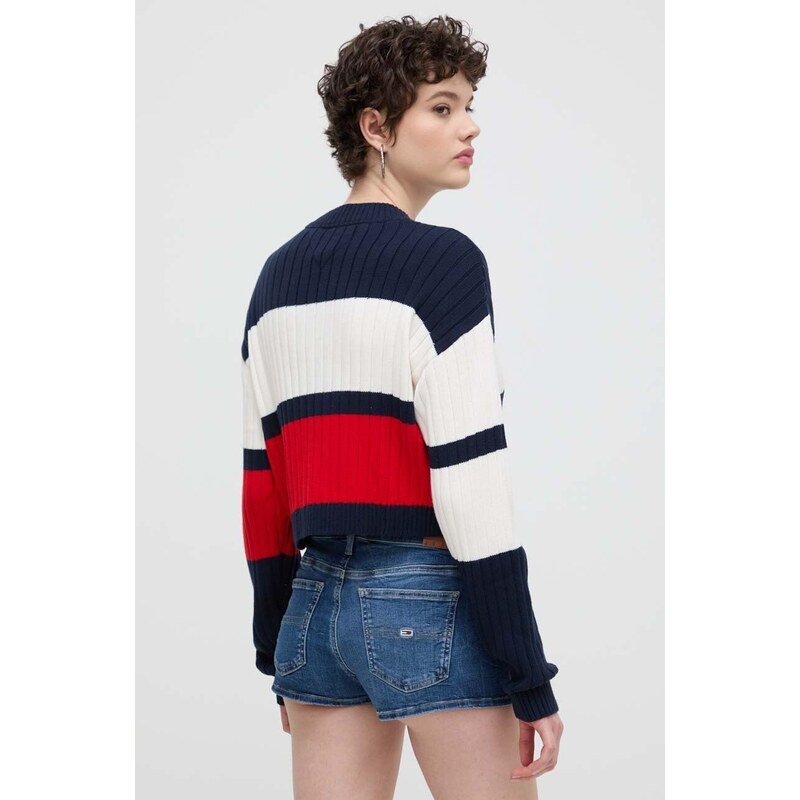 Bavlněný svetr Tommy Jeans béžová barva, lehký