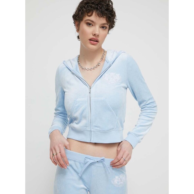 Velurová mikina Juicy Couture s kapucí, s aplikací