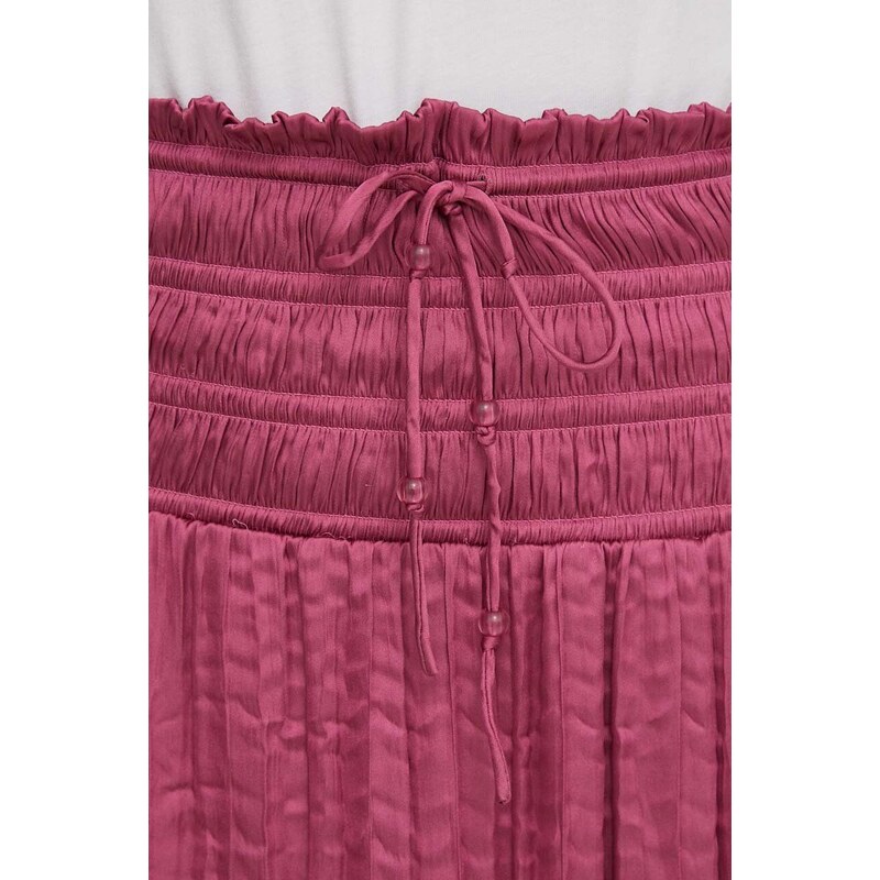 Sukně Pepe Jeans růžová barva, midi, áčková