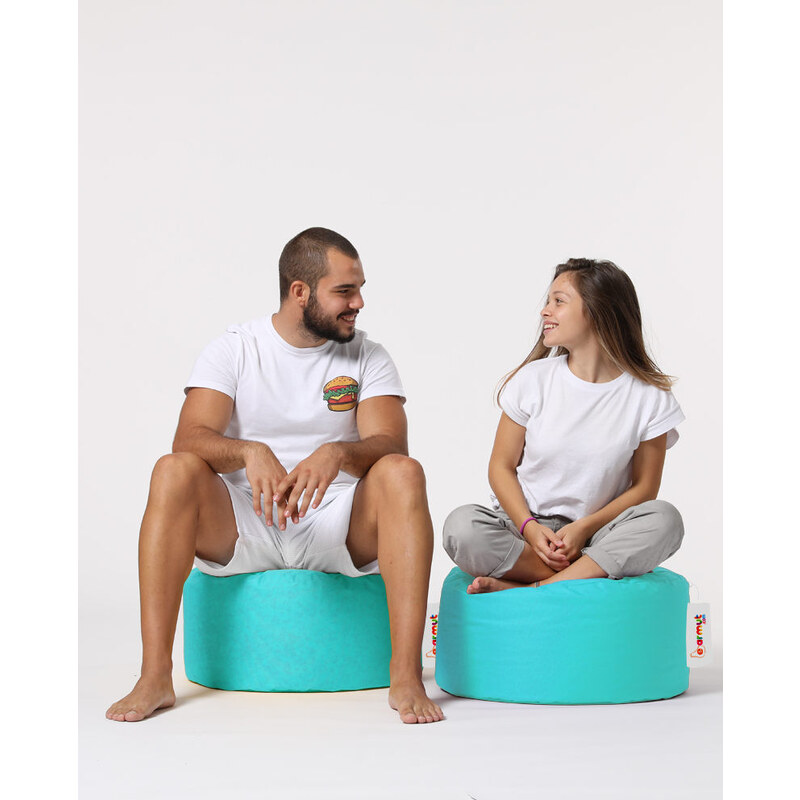 Atelier del Sofa Zahradní taburet Round Pouf - Turquoise, Tyrkysová