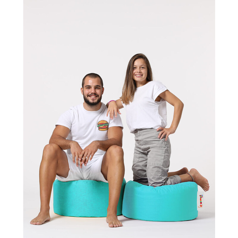 Atelier del Sofa Zahradní taburet Round Pouf - Turquoise, Tyrkysová