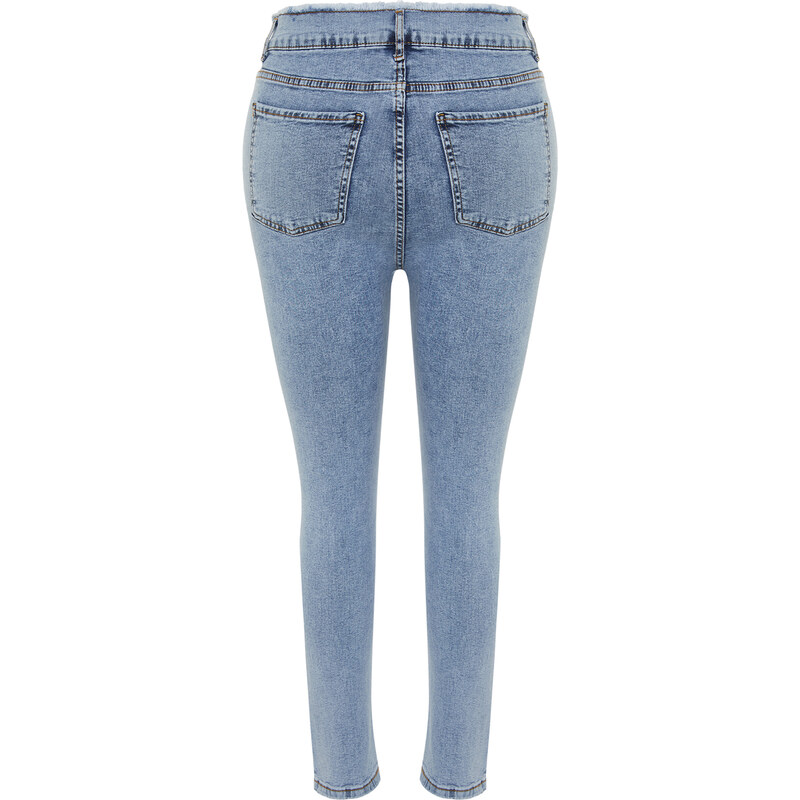 Trendyol Curve Light Blue Tassel Detailed Elastic Skinny Jeans