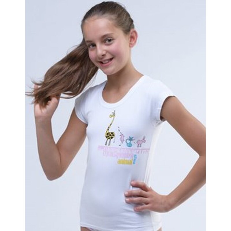 GINA Dívčí tričko s krátkým rukávem Disco VI 28003P - bílá