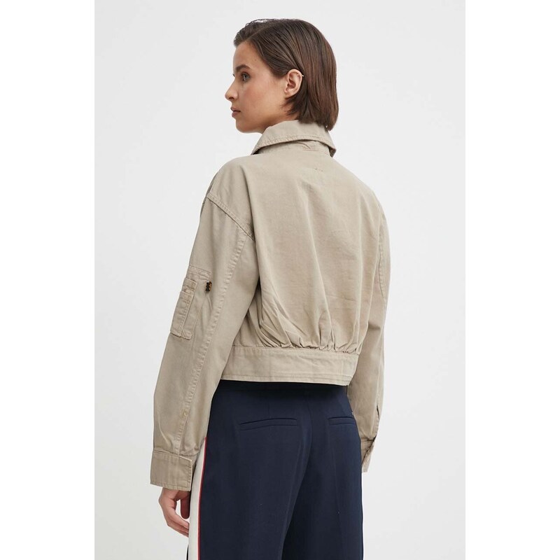 Bavlněná bunda Alpha Industries béžová barva, oversize