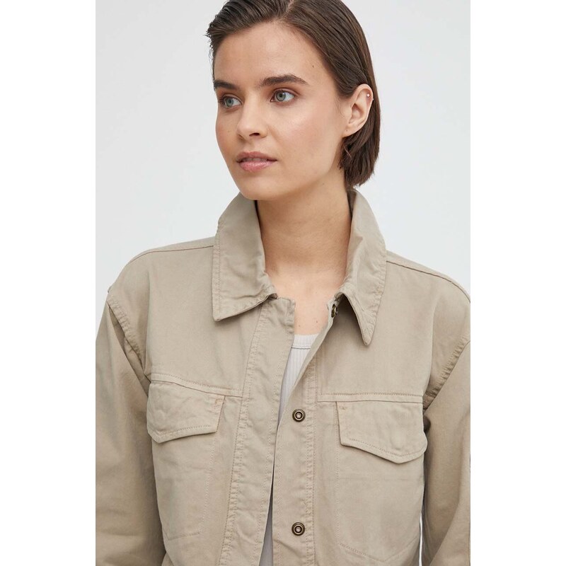 Bavlněná bunda Alpha Industries béžová barva, oversize