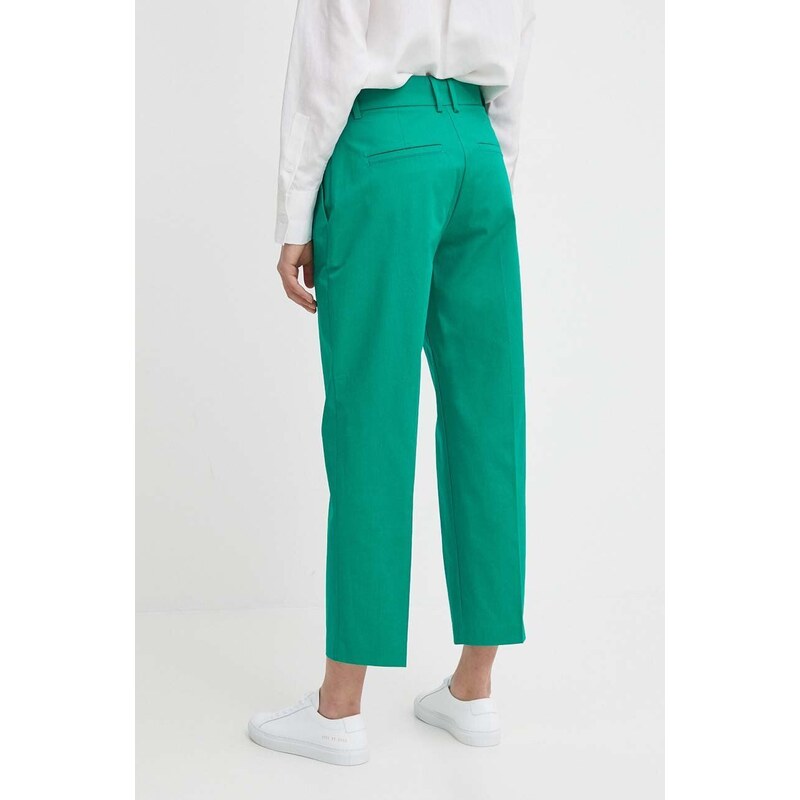 Kalhoty Tommy Hilfiger dámské, béžová barva, jednoduché, high waist