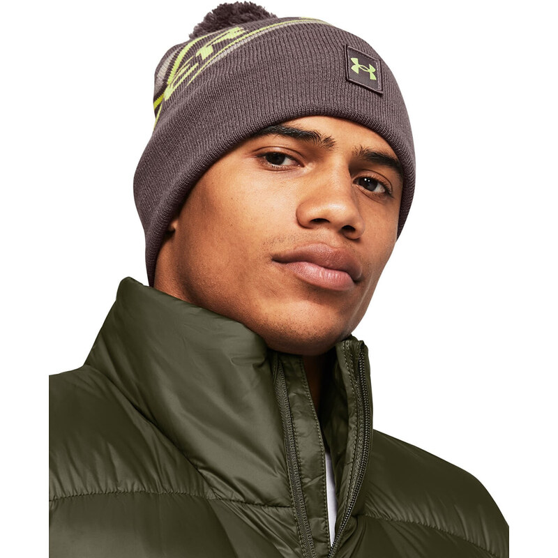 Čepice Under Armour MenS Halftime Pom Beanie Ash Taupe Universal