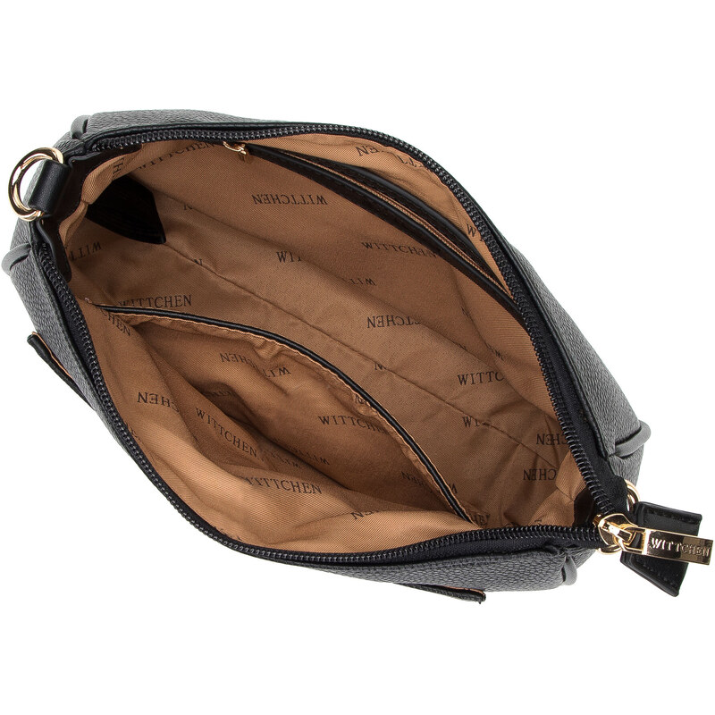 Dámská kabelka z ekologické kůže s otevřenou kapsou a pouzdrem Wittchen, černo-zlatá, ekologická kůže
