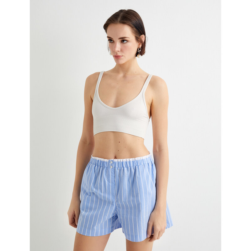 Koton Wide Strap U Neck Ribbed Crop Undershirt