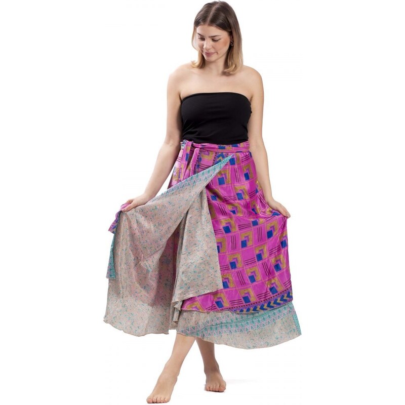 Indie Zavinovací sukně INAAYA růžová VII.
