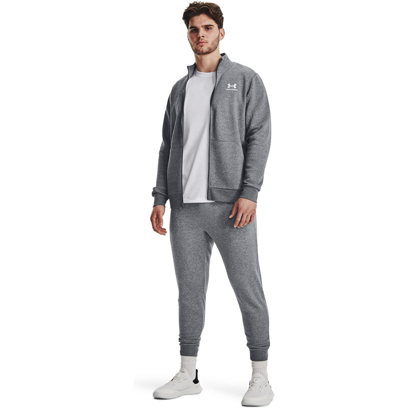 Pánská bunda Under Armour Essential Flc Track Jacket Pitch Gray Medium Heather