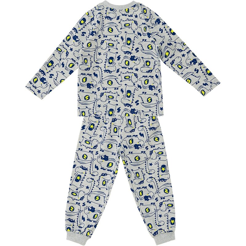 Denokids Super Dino Baby Boy Gray Pajamas Set