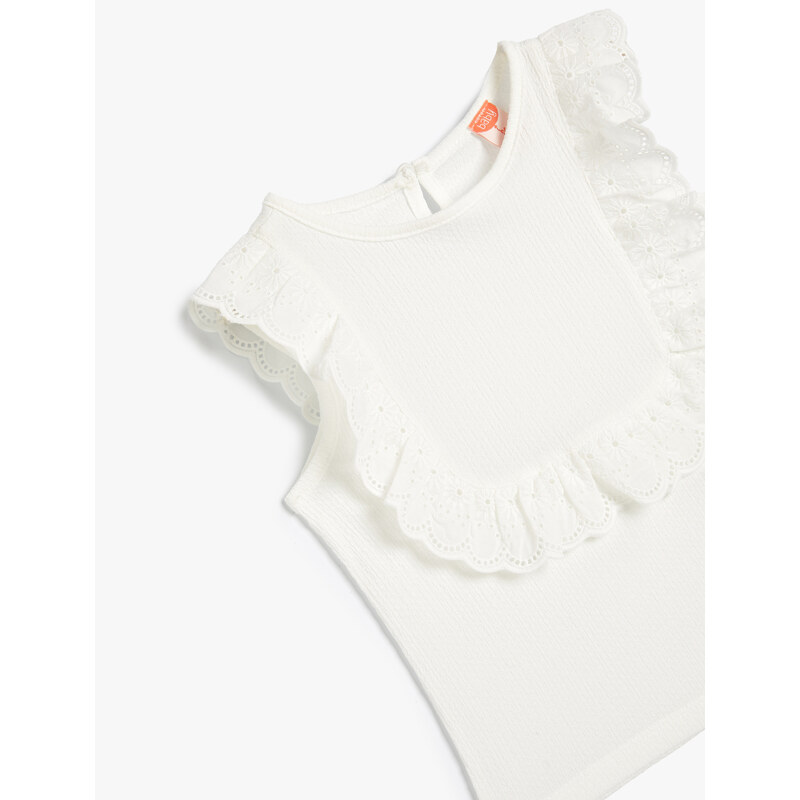 Koton Undershirt Frilly Crew Neck Sleeveless Guipure