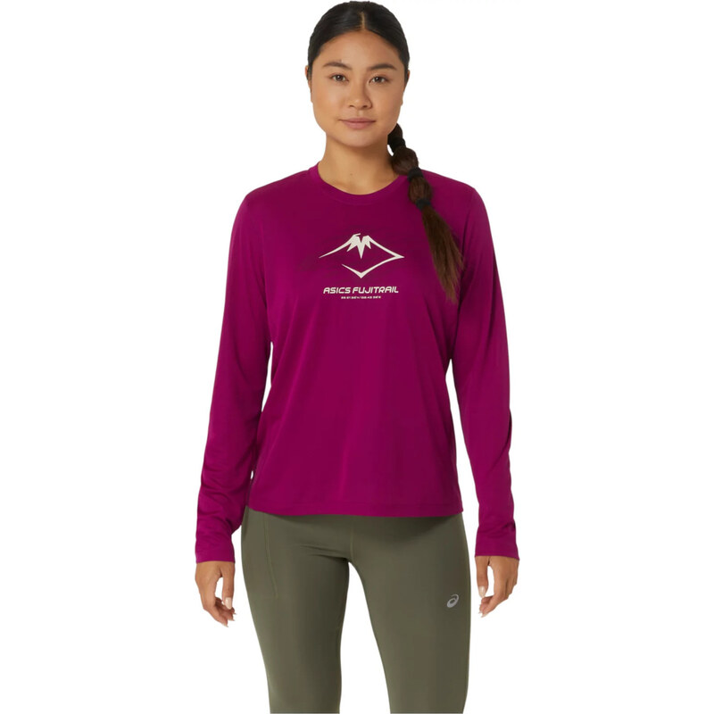 Fuchsiové sportovní tričko ASICS Fujitrail Logo LS Top 2012D042