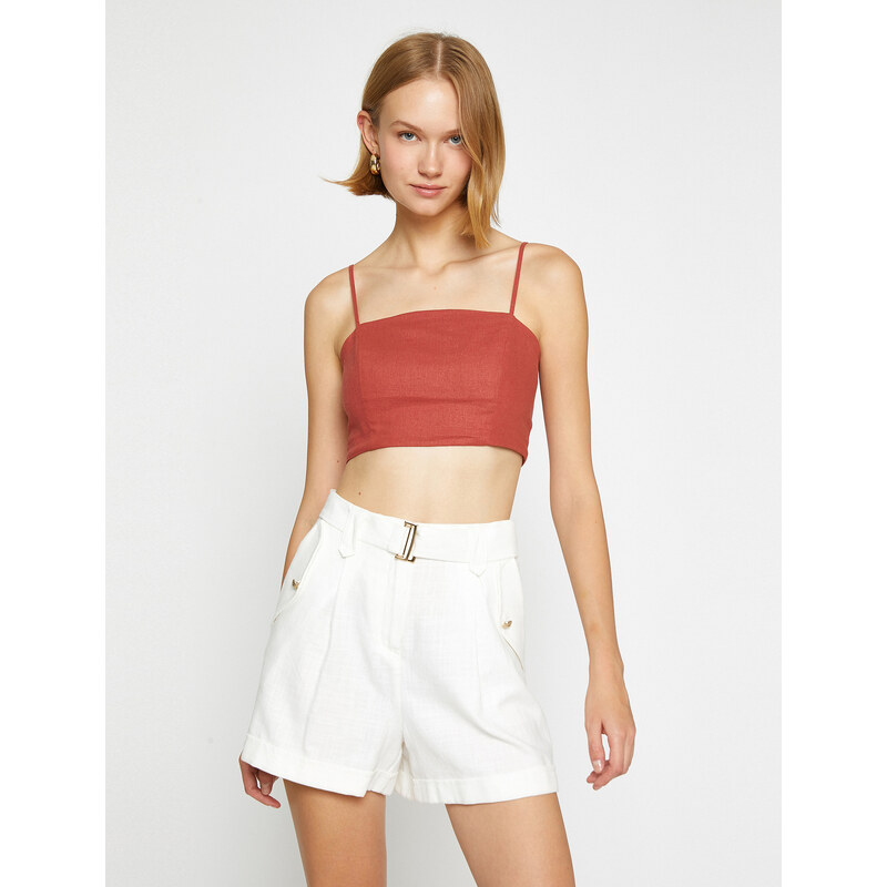 Koton Athlete Crop Thin Straps Linen Blend