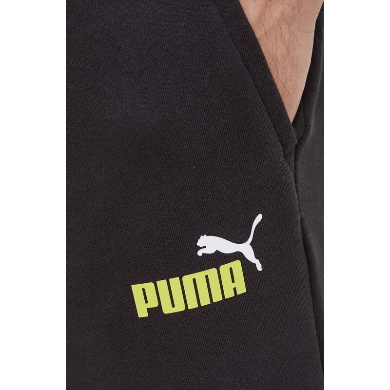 Tepláky Puma černá barva, s potiskem, 586768