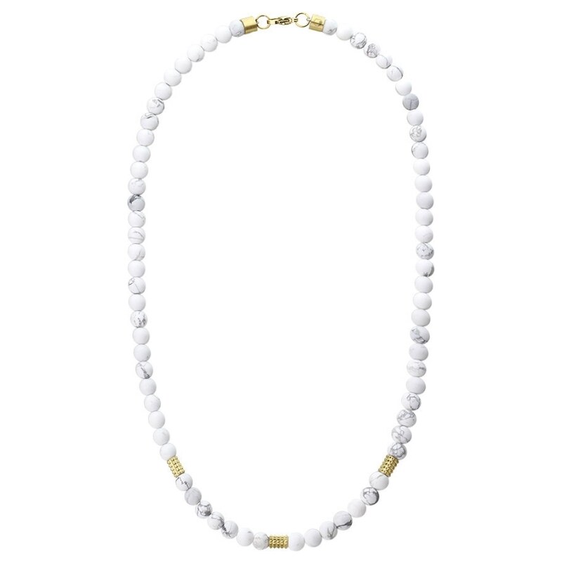 Manoki Pánský korálkový náhrdelník Alessio - bílý howlit