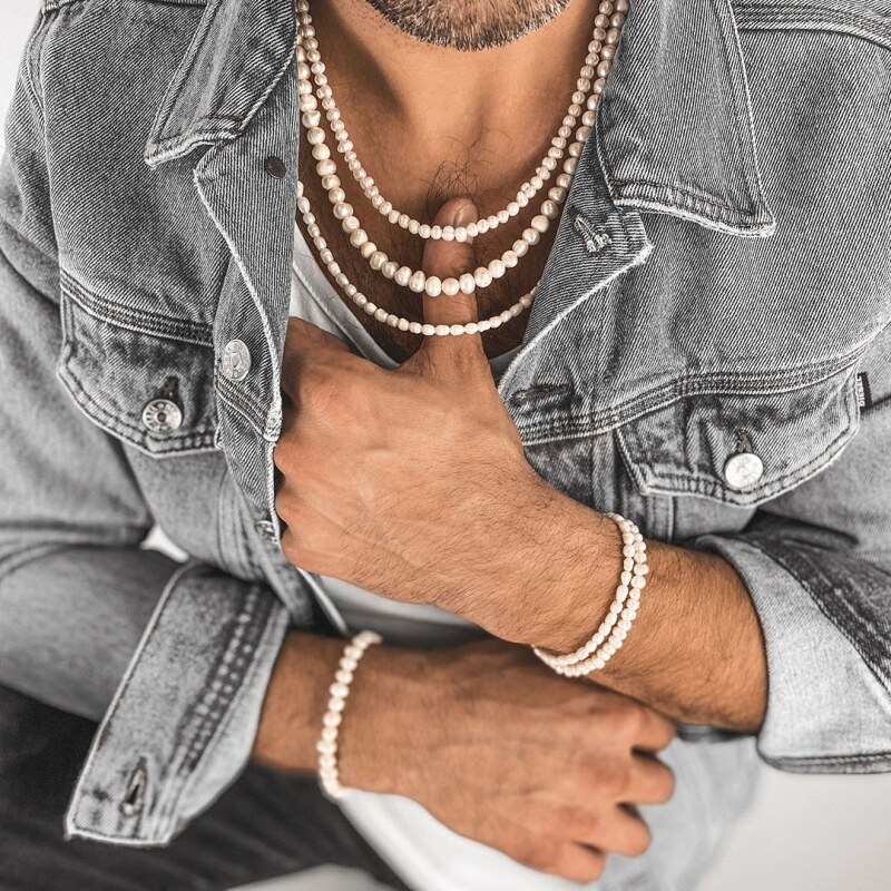 Manoki Pánský perlový náhrdelník Egizio - 7 mm perla
