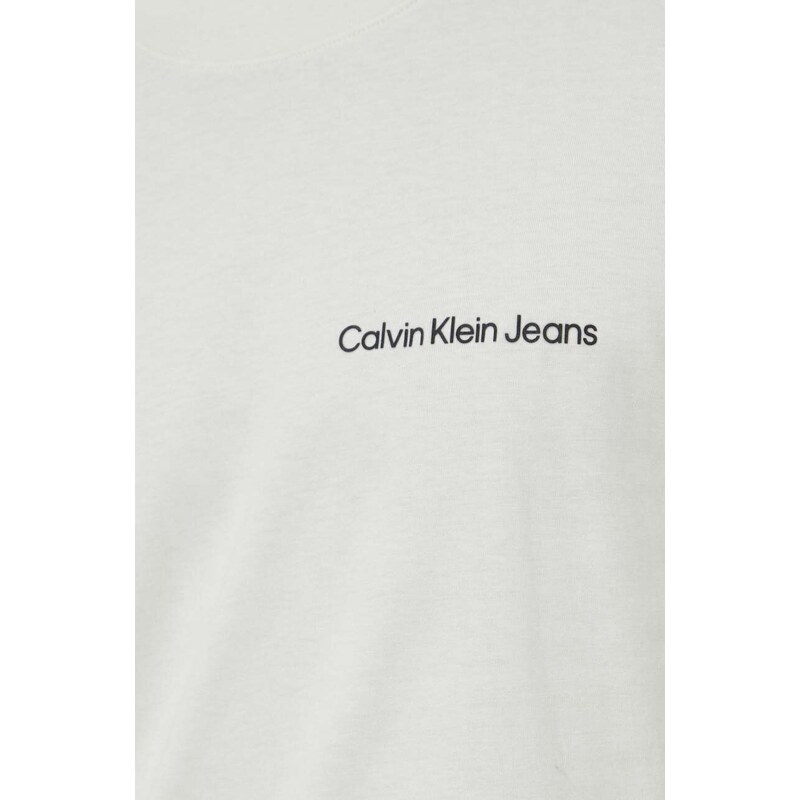 Bavlněné tričko Calvin Klein Jeans béžová barva, s potiskem