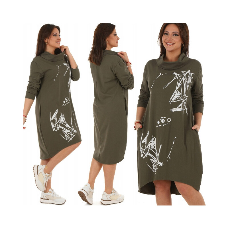 Fashionweek Dámské šaty pohodlné teplákové šaty oversized s grafikou MF652