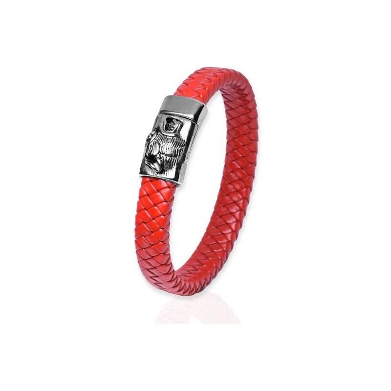 Pánský splétaný kožený náramek Šakal Červený 22 cm Impress Jewelry 2304201100441969SR