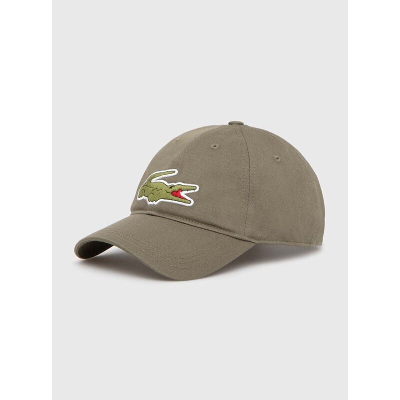 Bavlněná baseballová čepice Lacoste zelená barva, s aplikací