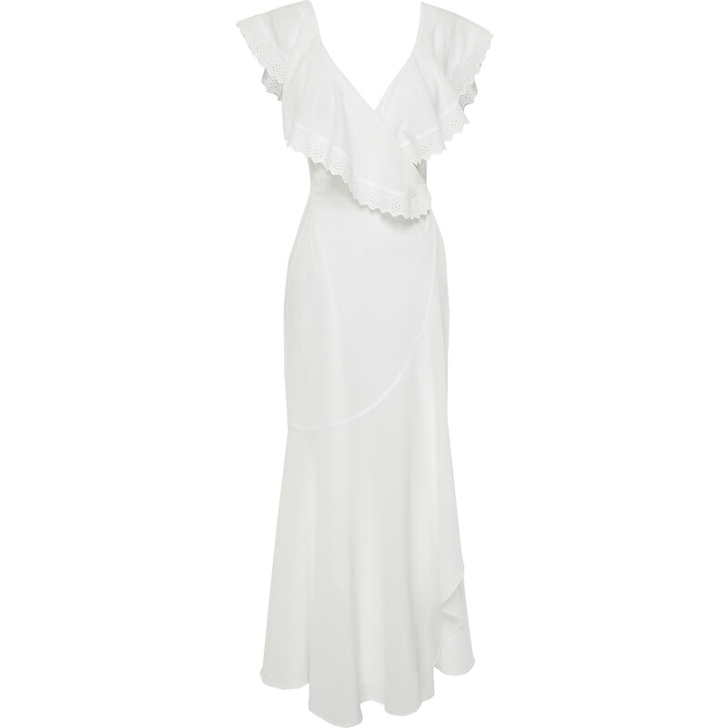 Trendyol Bridal Ecru Maxi Woven Tied Beach Dress