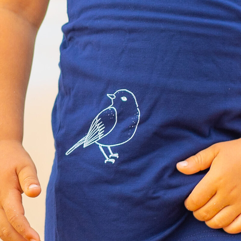 Tarua Dětské bambusové tričko s krátkým rukávem - námořnická s ptáčkem
