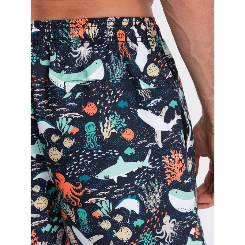 Ombre Men's swim shorts in fish - dark blue