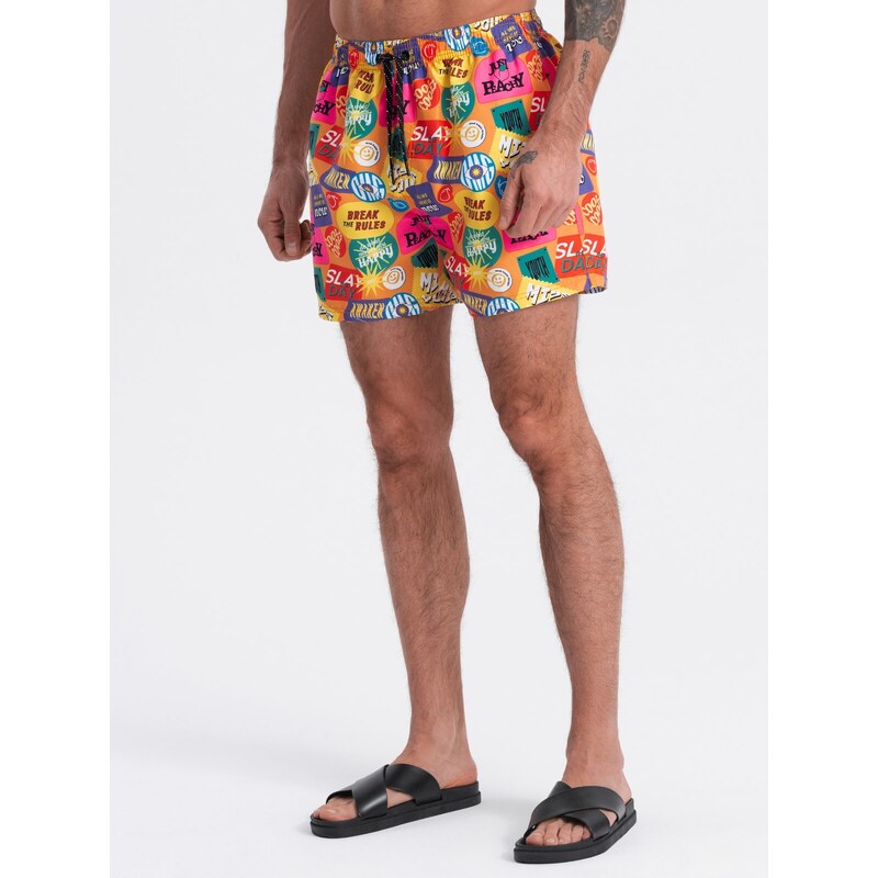 Ombre Men's swim shorts in lettering - multicolor