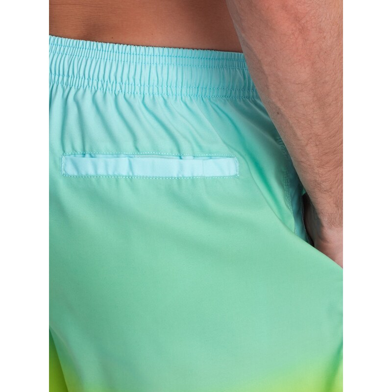 Ombre Clothing Pánské plavecké šortky s ombre efektem - světle tyrkysové V19 OM-SRBS-0125