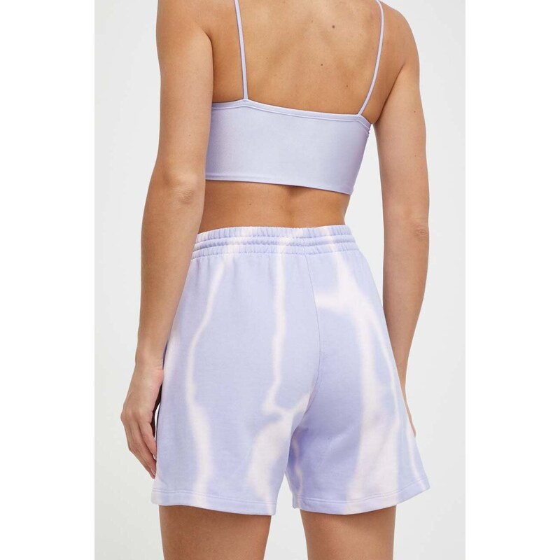 Bavlněné šortky adidas Originals fialová barva, vzorované, high waist, IS2491