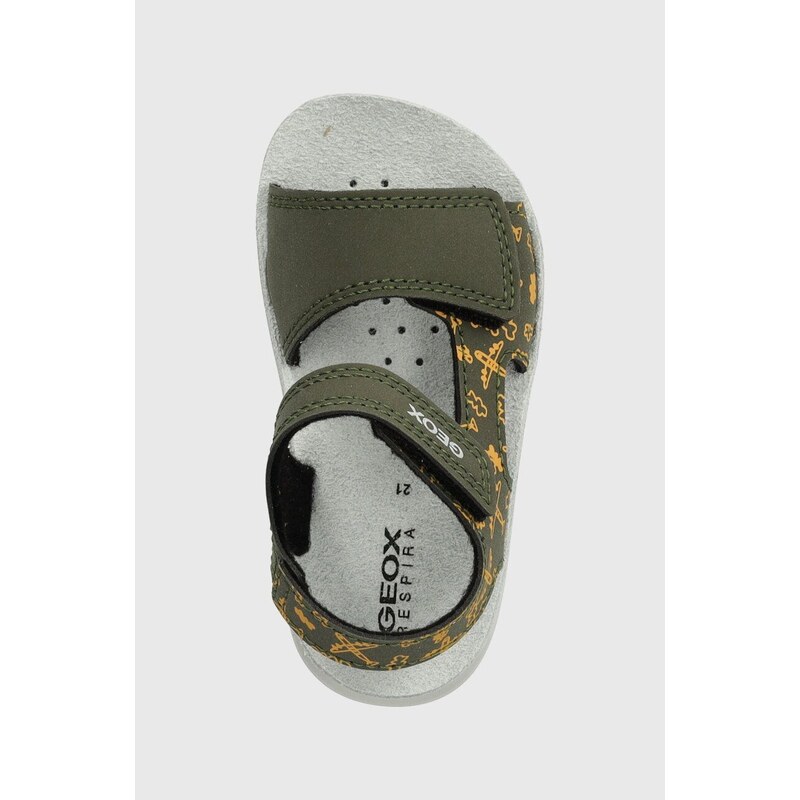 Dětské kožené sandály Geox SANDAL LIGHTFLOPPY zelená barva