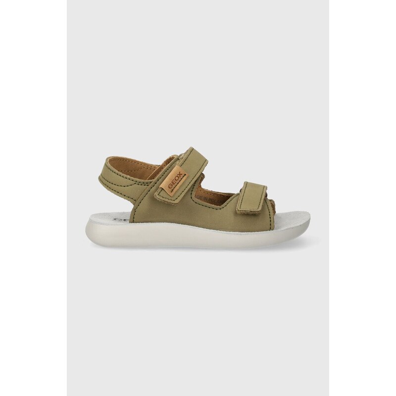 Dětské nubukové sandály Geox SANDAL LIGHTFLOPPY zelená barva