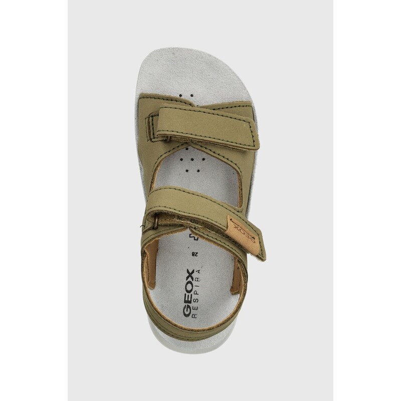 Dětské nubukové sandály Geox SANDAL LIGHTFLOPPY zelená barva