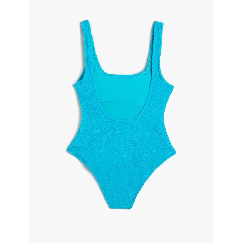 Koton Textured Swimsuit with U Collar Strap