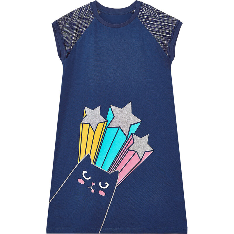 mshb&g Known Cat Girl Navy Blue Dress