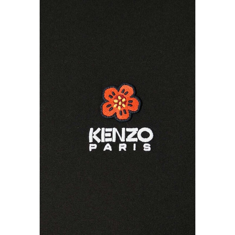 Bavlněné tričko Kenzo Boke Crest černá barva, s aplikací, FC65TS4124SG.99J