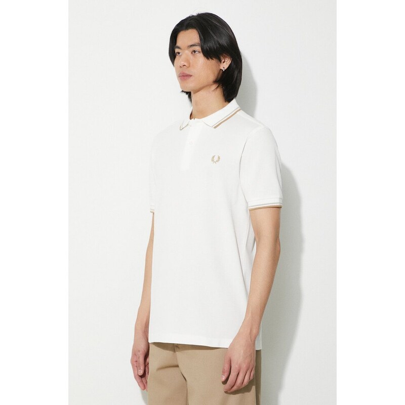 Bavlněné polo tričko Fred Perry Twin Tipped bílá barva, s aplikací, M3600.U83