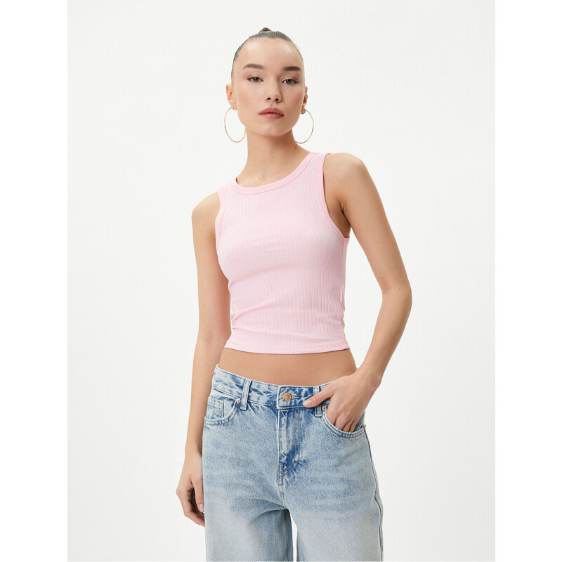 Koton Basic Crop Undershirt Crew Neck Cotton Ribbed